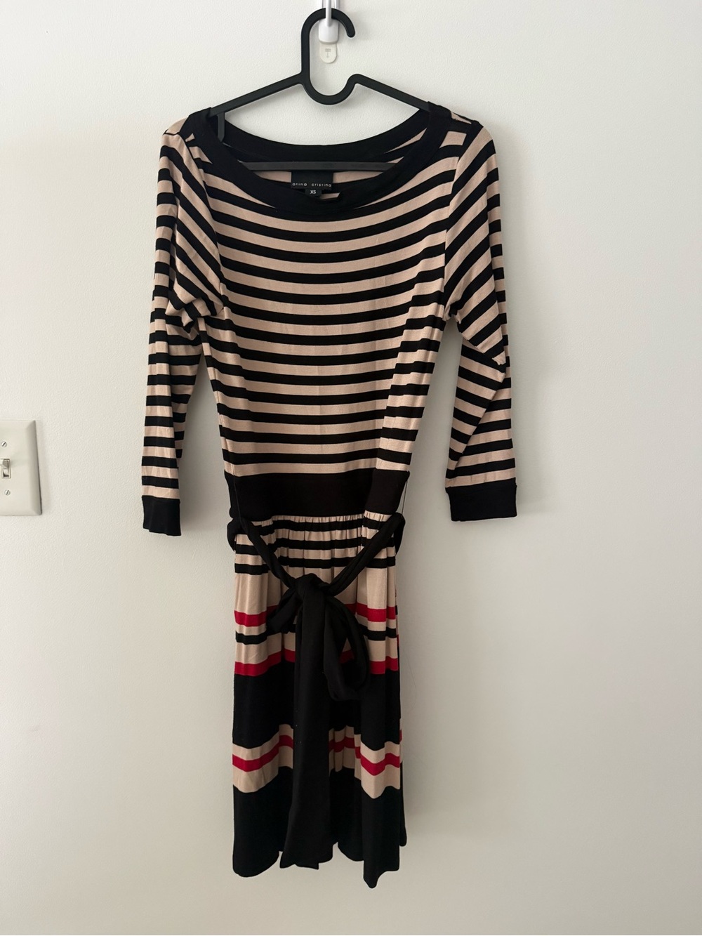 Atina Christina Long Sleeved Striped Tie Dress